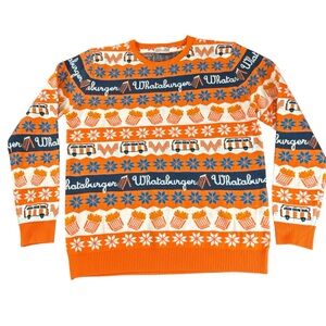 Whataburger Ugly Christmas Sweater Mens XL Orange Fries Retro Holiday Fast Food